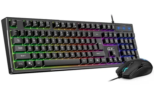 Genius GX GAMING Scorpion KM-GX6, Set klávesnice a myši, drôtový, CZ+SK layout, USB, Copilot kláves, RGB podsv., čierna