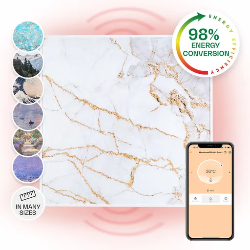 Klarstein Wonderwall Air Art Smart, infračervený ohrievač, 60 x 60 cm, 350 W, aplikácia, mramor I