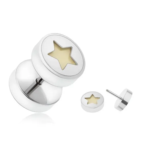 Falošný piercing do ucha z ocele, päťcípa hviezda žiariaca v tme
