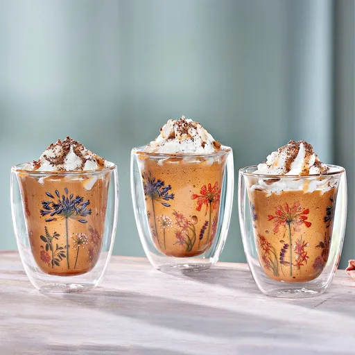 Weltbild Dvoustěnné sklenice Květy, sada 3 ks