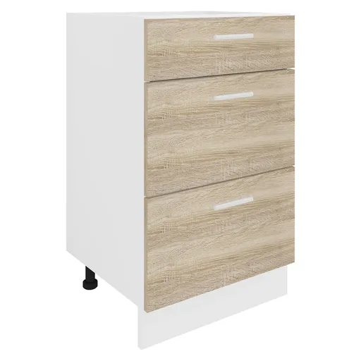VCM Dolní kuchyňská skříňka Esilo, 50 cm, 3 zásuvky, sonoma dub