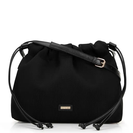 Dámska kabelka typu vak so šnúrkami čierna 100-4Y-402-1