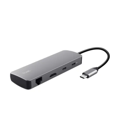 TRUST Dokovacia stanica DALYX USB-C, 8v1, HDMI, RJ45, 2xUSB-C, 2xUSB-A, microSD/SD karta, šedá