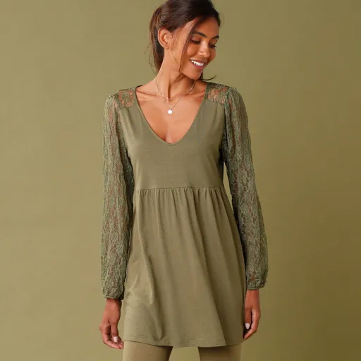 Tunika s dlhými čipkovanými rukávmi