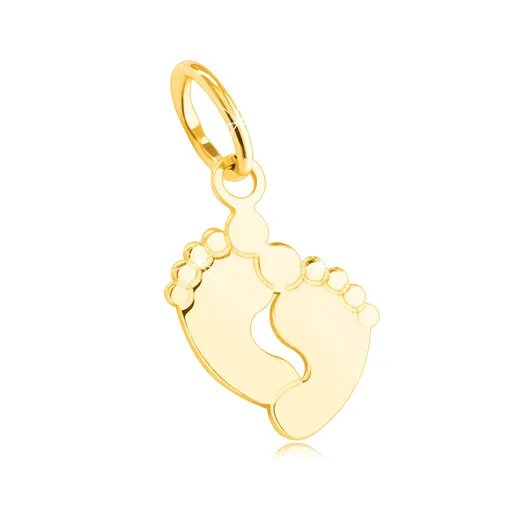 Prívesok zo žltého 585 zlata - spojené malé odtlačky nôh, vysokolesklý povrch