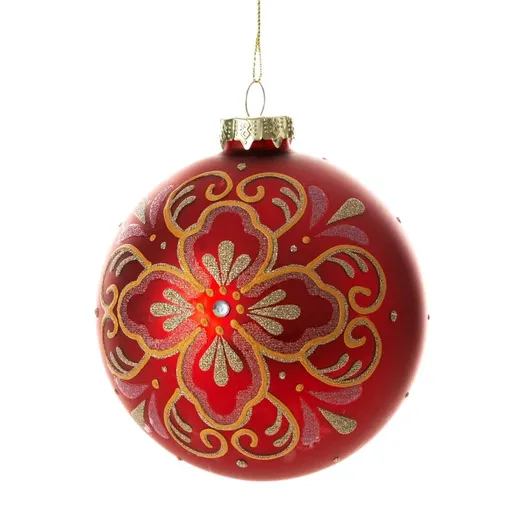 ArtFir Vianočná dekorácia GUĽA 484B | sklenená červená/zlatá 10 cm