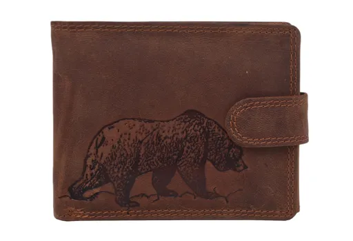 Pánska kožená peňaženka MERCUCIO svetlohnedá embos medveď hnedý 2911906