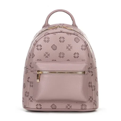 Dámsky batoh z reliéfnej imitácie kože, ružový 101-4Y-P09-P