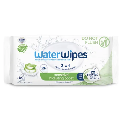WATERWIPES Obrúsky vlhčené hydrating clean bez obsahu plastov 60 kusov