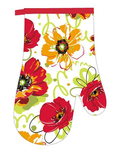 Kuchynská rukavica TORO červené kvety
