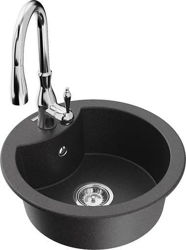 MEXEN/S MEXEN/S - Diego granitový drez 1-miska vrátane batérie Savita, čierna kropenatá 6512-76-672601-00