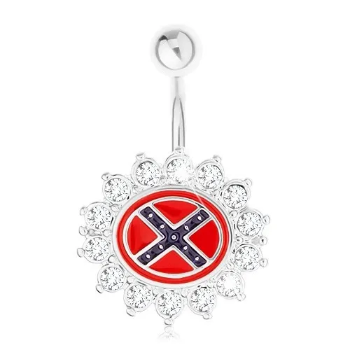 Piercing do brucha z ocele 316L, kvet so zirkónovým lemom, južanská vlajka