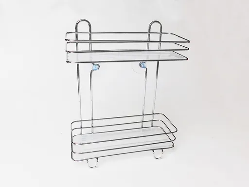MAKRO - Polička s prísavkami 2 poschodová, pochrómovaná