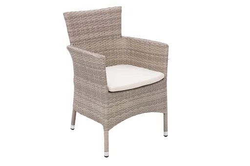 DEOKORK Ratanové kreslo stohovateľné MODENA s poduškou (sivo-béžová)