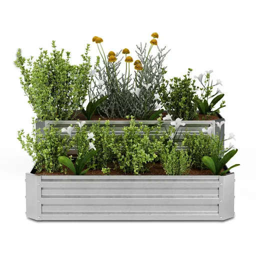 Blumfeldt High Grow vyvýšený záhon, 2 úrovne, odolný voči poveternostným vplyvom, odolný voči korózii, robustný, 405 L