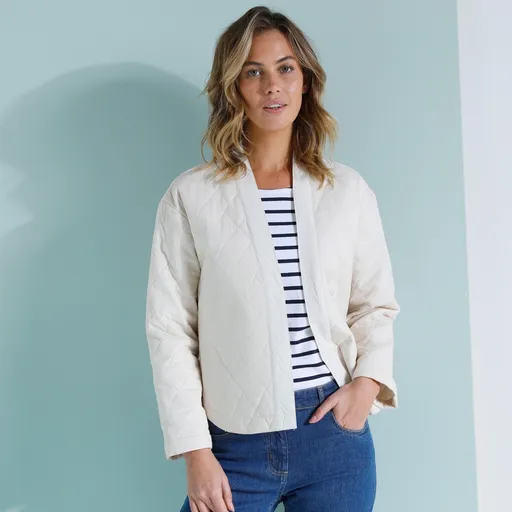 Prešívaná bunda s kimono golierom