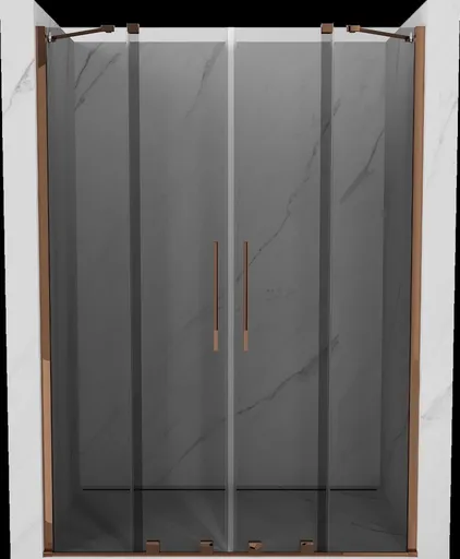 MEXEN/S - Velar Duo posuvné sprchové dvere 140, grafit, ružové zlato 871-140-000-42-60