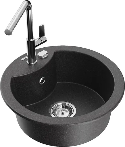 MEXEN/S MEXEN/S - Diego granitový drez 1-miska vrátane batérie Flora, čierna kropenatá 6512-76-670401-00