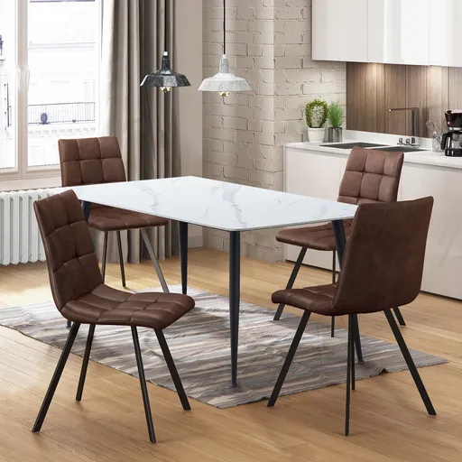 Jedálenský stôl ADRIA 140x80 + 4 stoličky BERGEN hnedé mikrovlákno