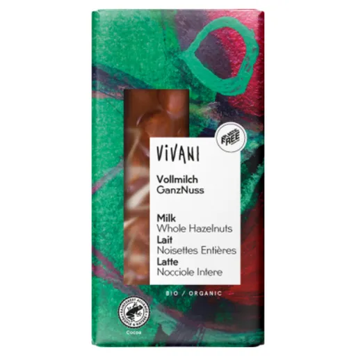 VIVANI Mliečna čokoláda s lieskovými orieškami BIO 100 g