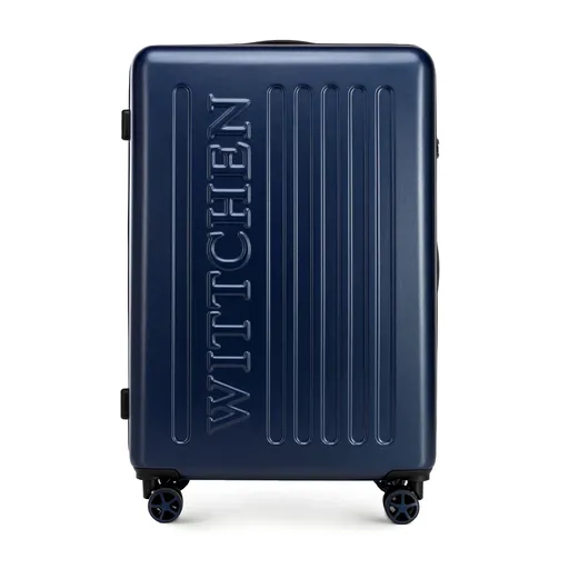 Veľký ABS kufor s vyrazeným logom, námornícka modrá 56-3A-503-90