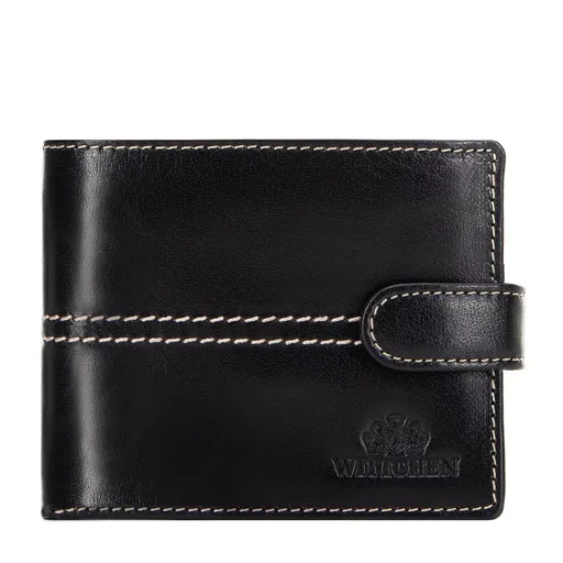 Dámska kožená peňaženka s prešívaním čierna 14-1-115-LG1