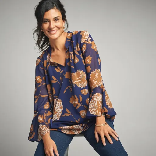 Tunika s rozšírenými rukávmi a potlačou