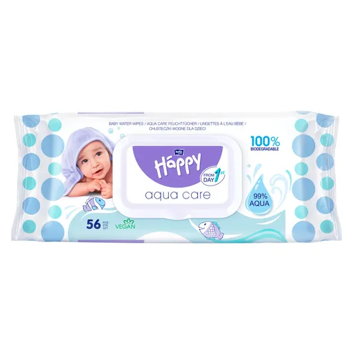 BELLA HAPPY Baby čistiace obrúsky aqua care 56 kusov