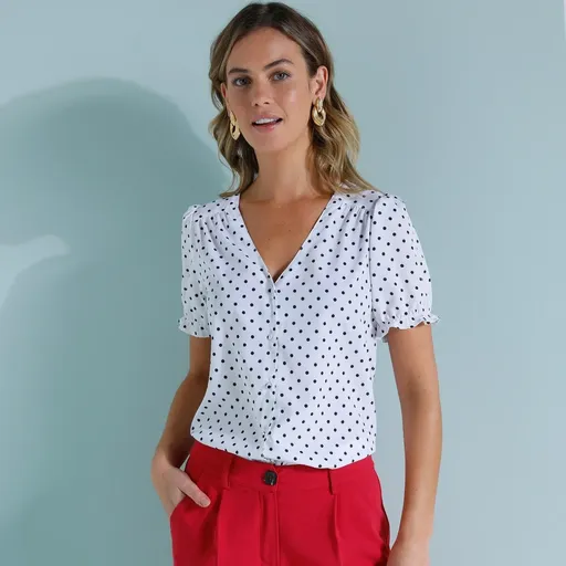 Blúzka s krátkymi rukávmi a bodkovanou potlačou