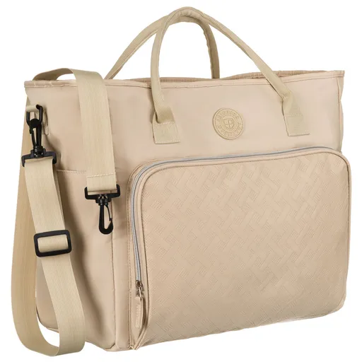 Béžová cestovná taška z polyesteru s uchytením na kufor - Peterson