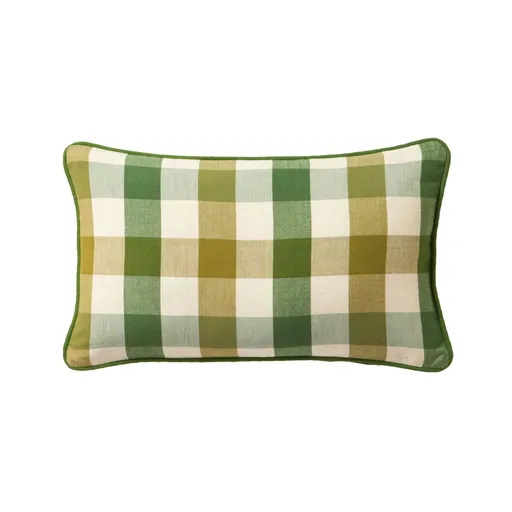 Obdĺžnikový kockovaný vankúš zo zmesi bavlny a ľanu