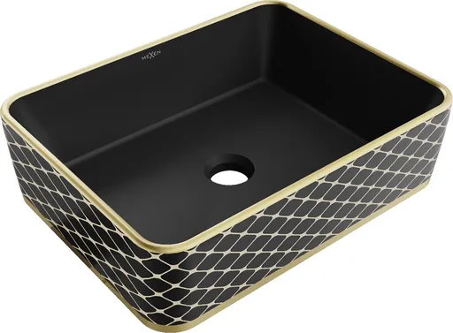 MEXEN - Catia umývadlo na dosku 48 x 37, čierna mat/zlatá vzor 21314879