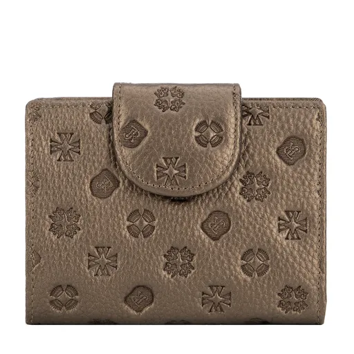 Dámska peňaženka s embosovaním z kože zlatá 99-1E-362-G