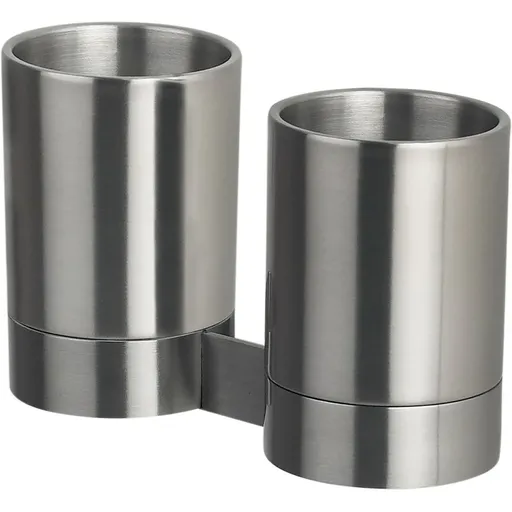 Spirella Dva nástenné tégliky na kefky Nyo, brúsená nehrdz. oceľ