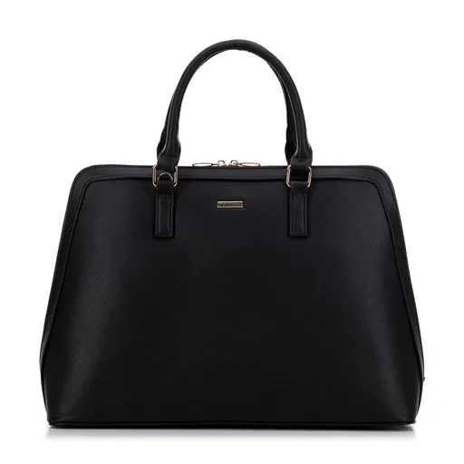 Damski kuferek z kieszenią na laptopa czarny ze złotym logo 99-4Y-234-1G