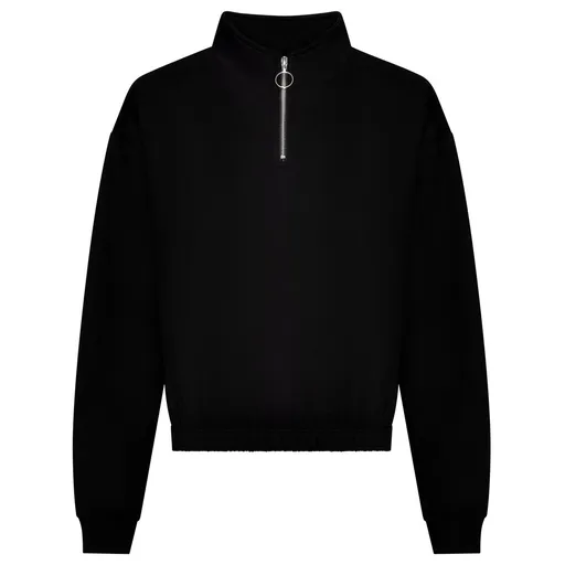 Just Hoods Dámska crop top mikina s krátkym zipsom - Čierna | XS