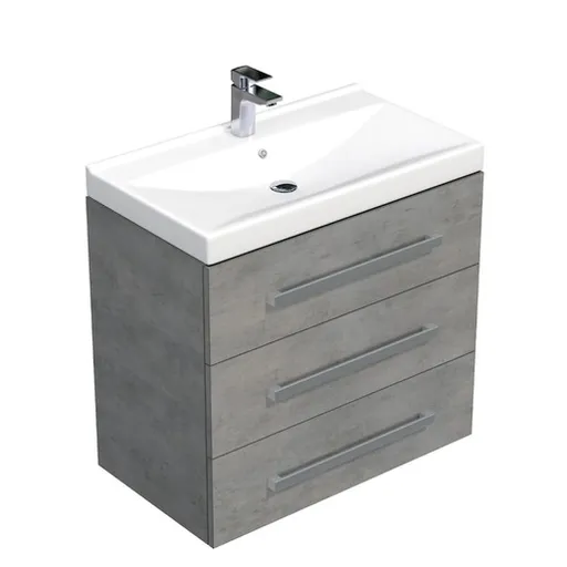 Kúpeľňová skrinka s umývadlom sAT Cube Way 80x76,5x46 cm betónový mat CUBE46803BEVER