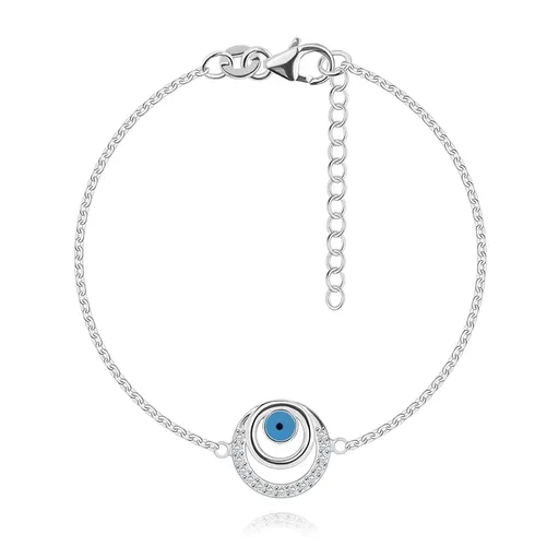 Strieborný náramok 925 - Fatimino oko v kontúrach kruhov, číre zirkóny
