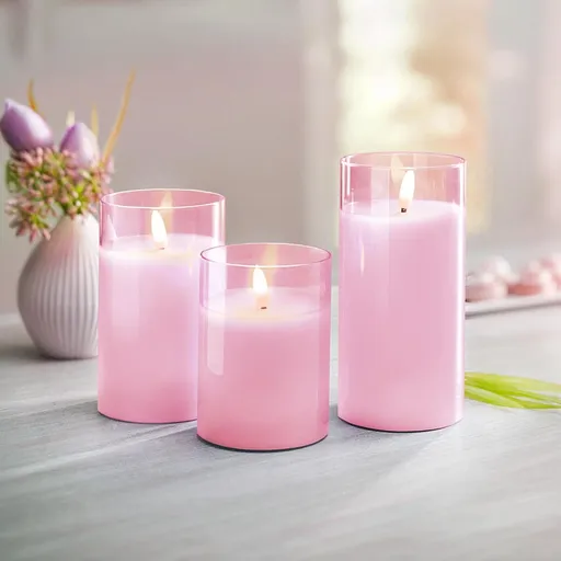 Weltbild LED svíčka, růžová, sada 3 ks
