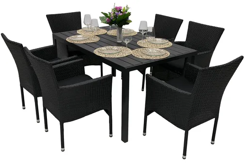 DEOKORK Záhradná ratanová zostava PALERMO 1+6 (rôzne dĺžky) stôl 150x90 cm