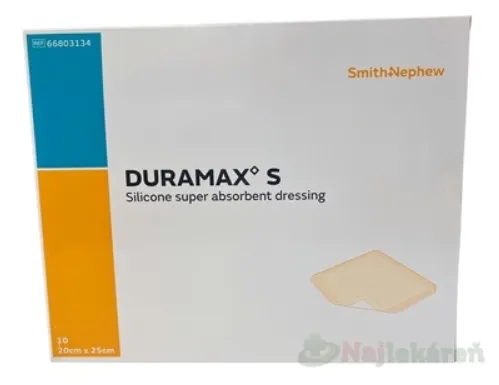 DURAMAX S silikónový superabsorpčný obväz - krytie 20x25cm 10ks
