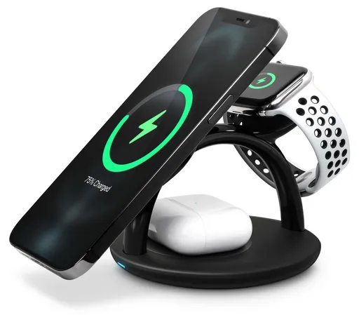 CONNECT IT MultiCharge 3 v 1 MagSafe Wireless Fast Charge bezdrôtová nabíjačka, ČIERNA