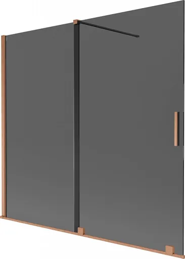 MEXEN/S - Velar dvojkrídlová posuvná vaňová zástena 170 x 150, grafit, meď kartáčovaná 896-170-000-41-65