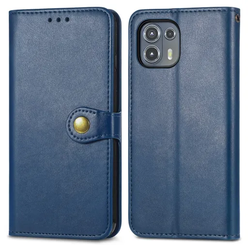 LEATHER BUCKLE Peňaženkový obal Motorola Edge 20 Lite modrý