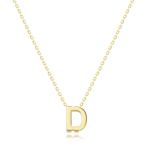 Náhrdelník zo žltého 9K zlata - zdvojené veľké tlačené písmeno D
