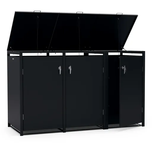 Blumfeldt BinSafe, box na odpadky, 3 odpadkové koše, 240 l, uzamykateľný, pozinkovaná oceľ odolná voči poveternostným vplyvom