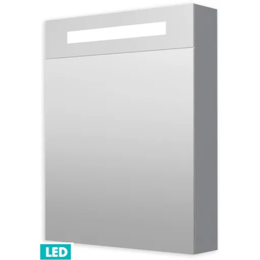 Zrkadlová skrinka s osvetlením Naturel Iluxit 60x75 cm MDF šedostrieborná GALZS60LED