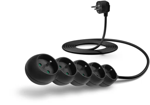 CONNECT IT predlžovací kábel 230 V, 5 zásuviek, 3 m, bez vypínača (čierny)