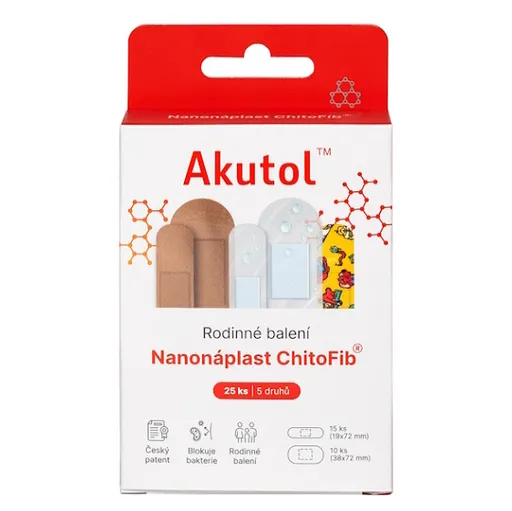 AKUTOL® Nanonáplasť ChitoFib® rodinné balenie 25 kusov