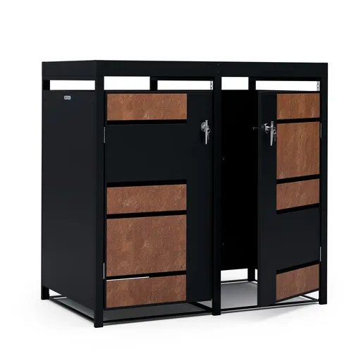 Blumfeldt BinSafe, box na odpadky, 2 odpadkové koše, 240 l, uzamykateľný, pozinkovaná oceľ odolná voči poveternostným vplyvom, výsadbová strecha